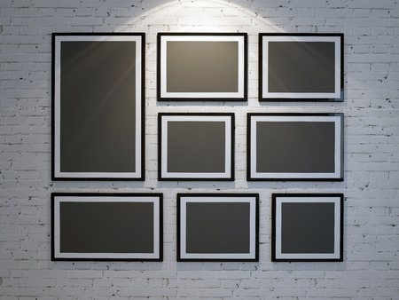 frame on white brick wall