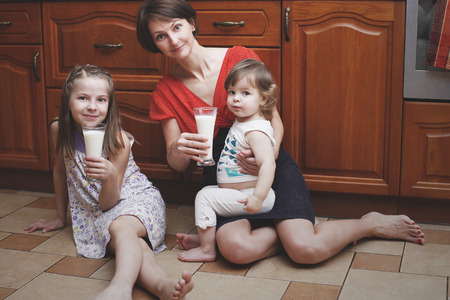 The mother and children home happyの写真素材