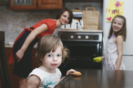 The mother and children home happyの写真素材