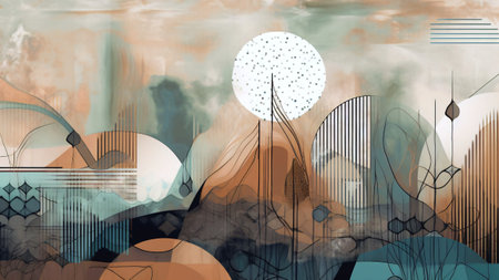 Abstract background with geometric shapes in pastel colors. 3d renderingの素材