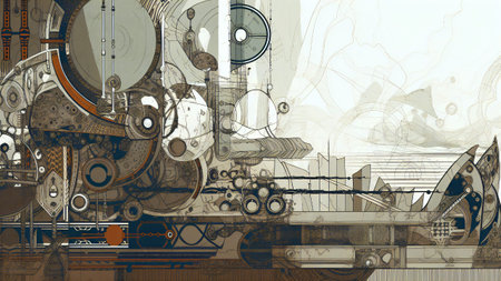 Abstract industrial background. Technology illustration with gears and cogwheels.の素材
