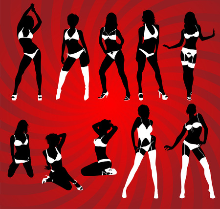 Silhouette of woman in sexy lingerieのイラスト素材