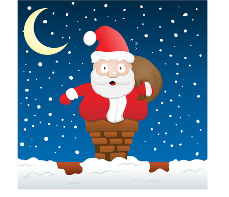 Santa Stuck on Chimneyのイラスト素材