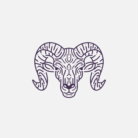 Ram, goat head illustrationのイラスト素材
