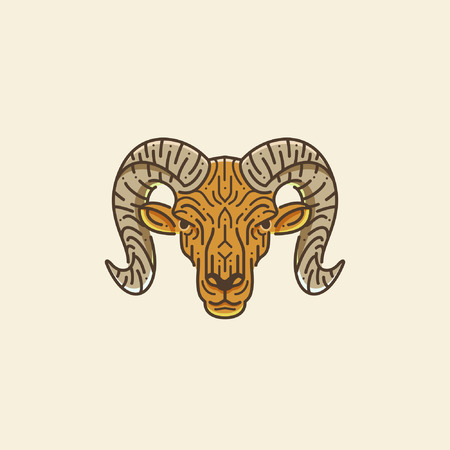 Ram, goat head illustrationのイラスト素材