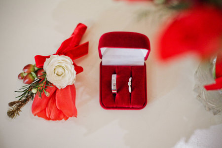 Engagement rings in box, botanicai and red Tulip 1