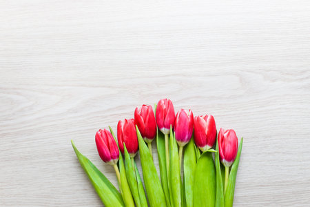 Red tulips are on the table 1の写真素材