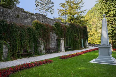 This is a beautiful garden terrace in Lillafüredの写真素材