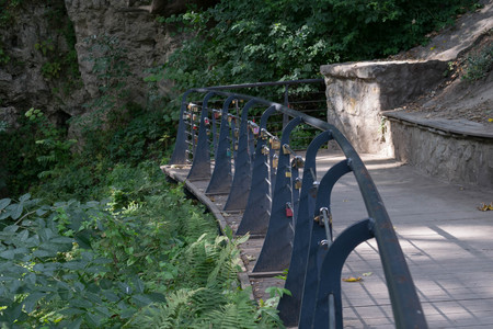 Padlocks for loving couple in the garden terrace in Lillafüredの写真素材