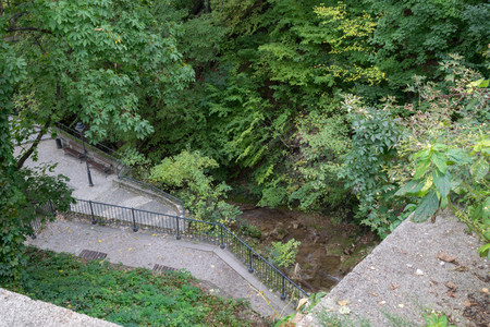 This is a beautiful garden terrace in Lillafüredの写真素材