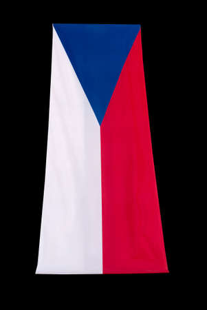 Detail of the Czech national flag on a black backgroundの写真素材