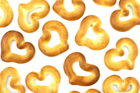 Isolated photo of some heart-shaped cracknels (sooshkas)の写真素材