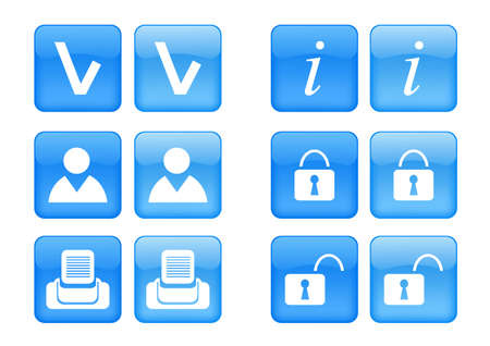 Victor collection of images for blue buttons or icons, including selected and nonselected (by mouse for example) versionsのイラスト素材