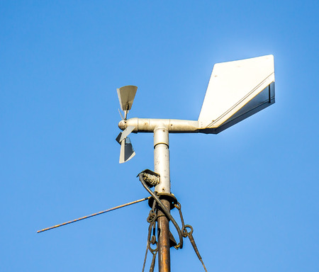 Wind power meter against the skyの写真素材