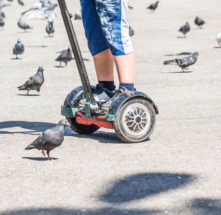 A child on a gyroscope in a parkの写真素材