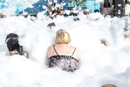 People at a foam partyの写真素材