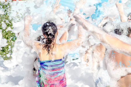 People at a foam partyの写真素材