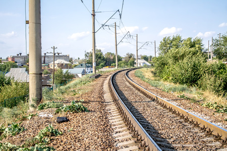 Railway and polesの写真素材