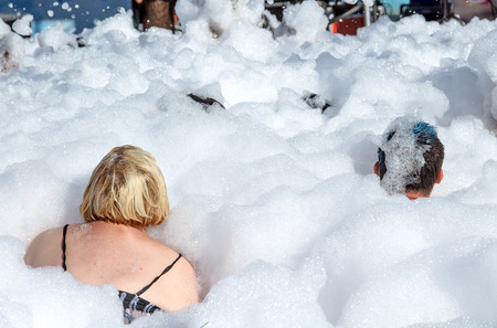 People at a foam partyの写真素材