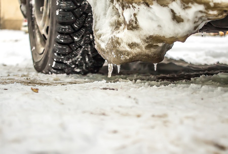 Ice on the carの写真素材