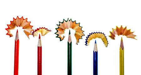 House of colored pencils on a white background - Color pencils on a white backgroundの写真素材