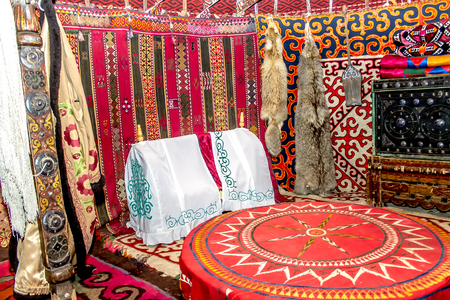 Interior decoration of a yurtの写真素材