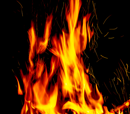 Fire with sparks on a black background