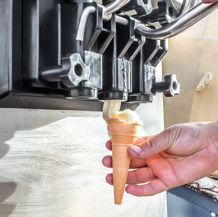 Ice cream from freezer close-upの写真素材