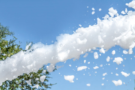 Soap Foam against the blue skyの写真素材
