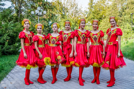 Shymkent, Kazakhstan - September 9, 2018; The urban retro festival "Old Record" in the park.のeditorial素材