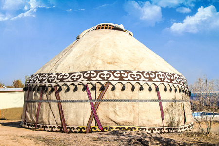 National dwelling yurt made of felt close-up