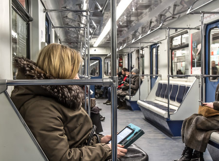 Subway car people go to work