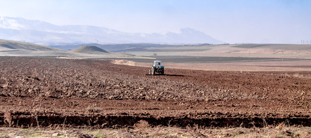 Arable land in autumn landscapeの写真素材