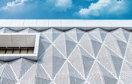 Finishing of the building with modern materials from aluminum facade