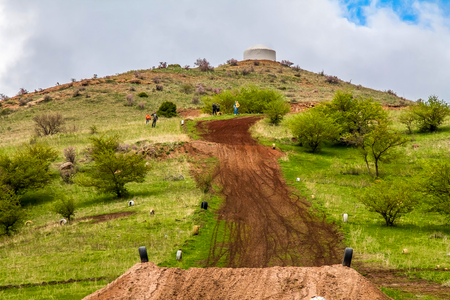 Motocross track in springの写真素材