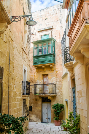 Beautiful narrow streets in Maltaの写真素材