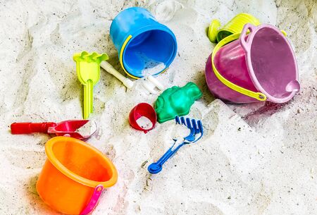 Multi-colored sandbox for children sandboxの写真素材