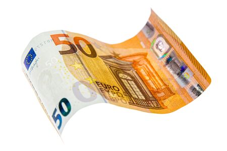 Euro notes are laid out creatively. Euro notes as a background on a long banner in high resolution....