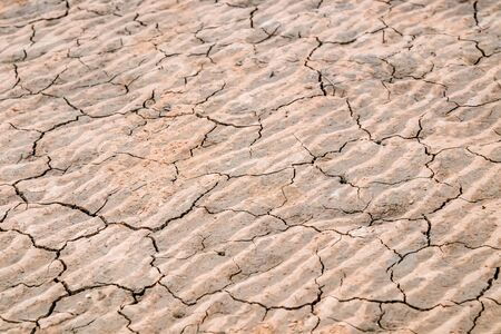 Dry cracked earth as a background close-up. Environmental disaster. Drought.の写真素材