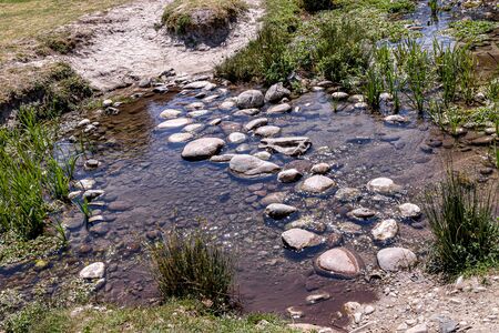 Stones in the creek. Close-up.の写真素材