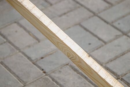 Lumber Wooden block on concrete backgroundの写真素材