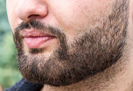 Beautifully trimmed beard of a young man close-up