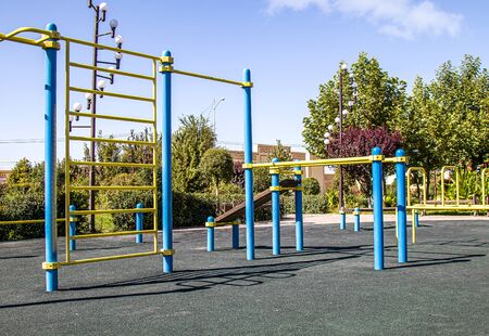 Gymnastic sports equipment on the street in the parkの写真素材