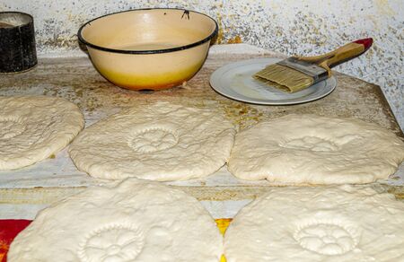 Making Asian flat bread loaf in unsanitary conditionsの写真素材