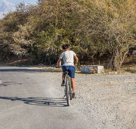 Cycling on a country road. Travel. Scenery.の写真素材