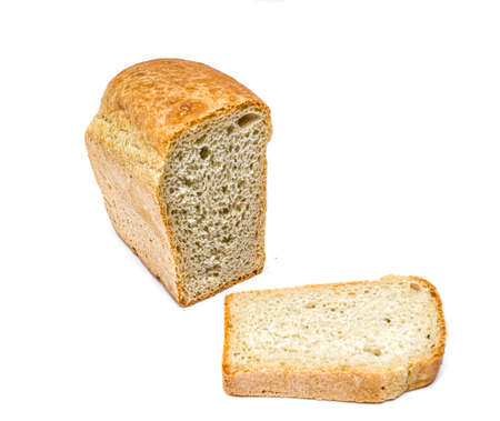 Bread loaf on a white backgroundの写真素材