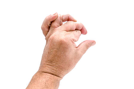 Gestures from fingers on a white backgroundの写真素材