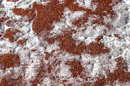 Melting snow on a sports surface.の写真素材