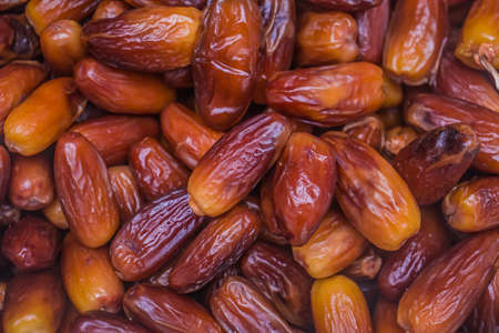Candied dates on the market close-upの写真素材