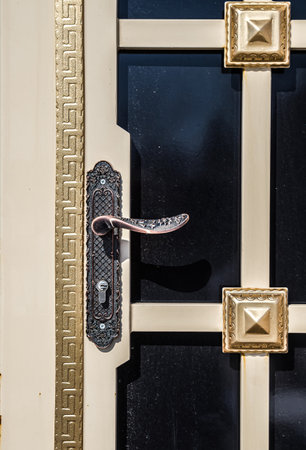 Door handle with iron door lock.の写真素材